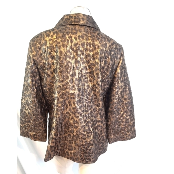 JM Collection Size 14 Animal Print Jacket Bronze Black - Picture 4 of 5